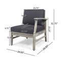 Perla Right Armchair, Grey Dark Gray Acacia Wood