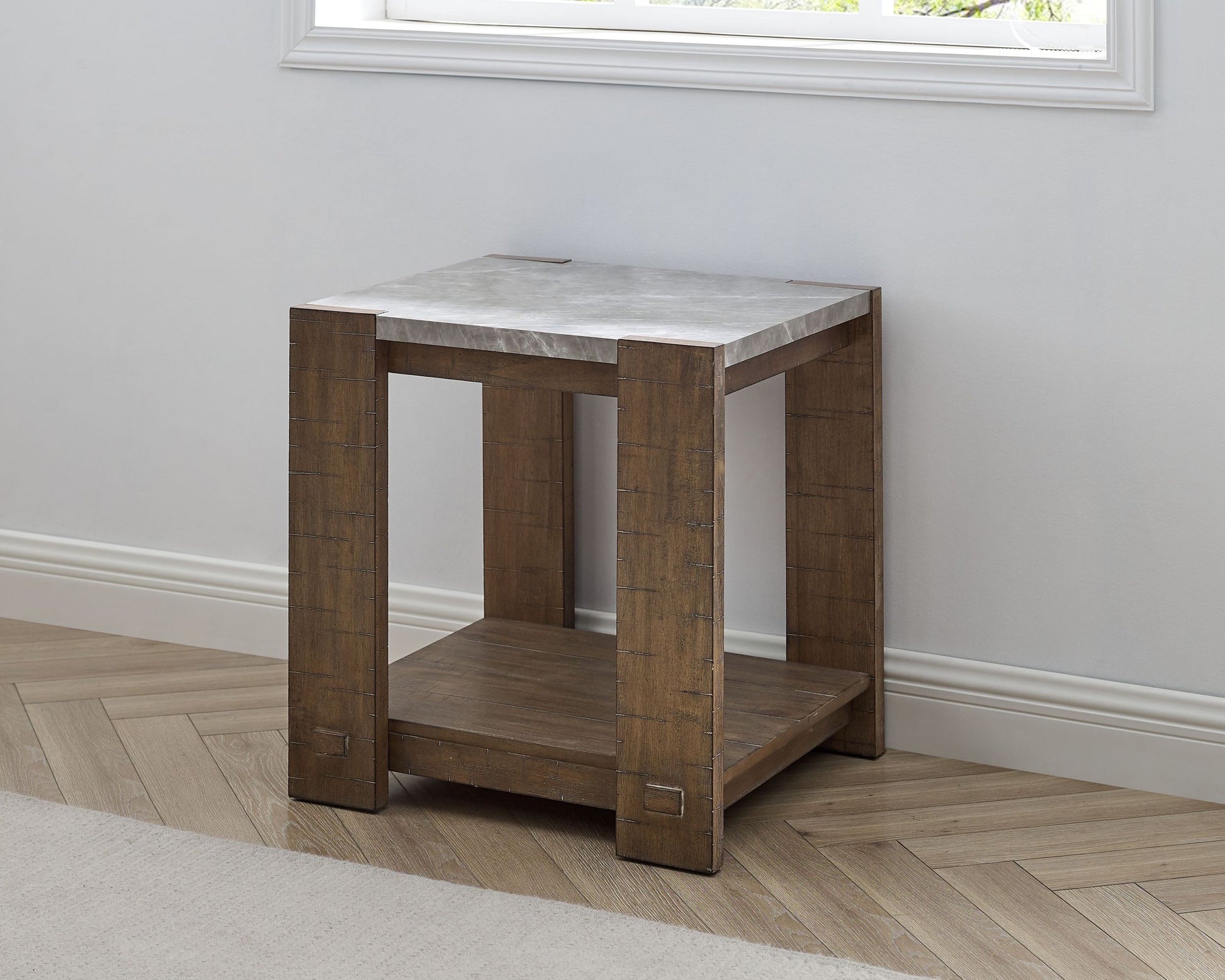 Libby Sintered Stone End Table Brown Brown Wood