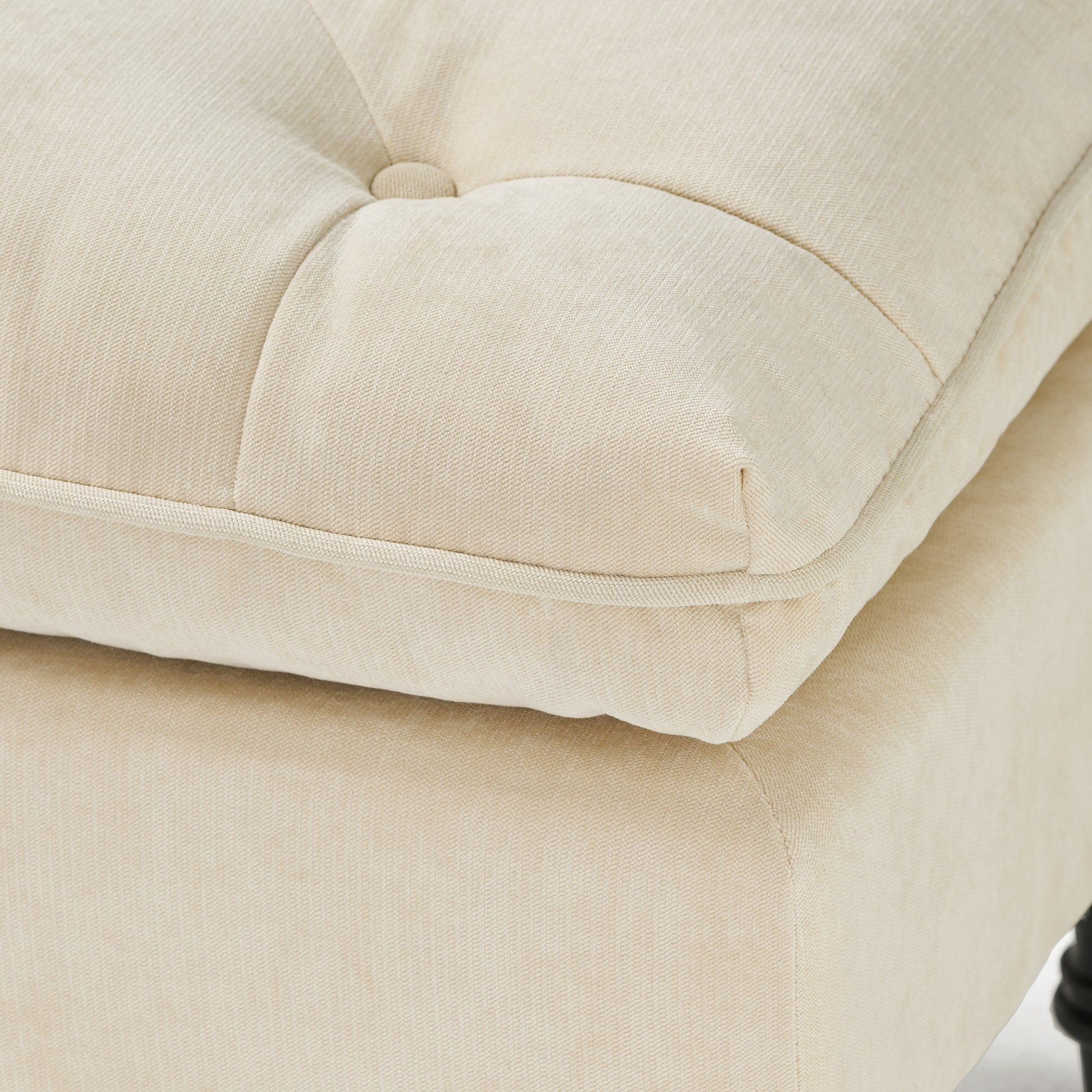 Lofton 28Inch Pillow Top Ottoman Cream Fabric