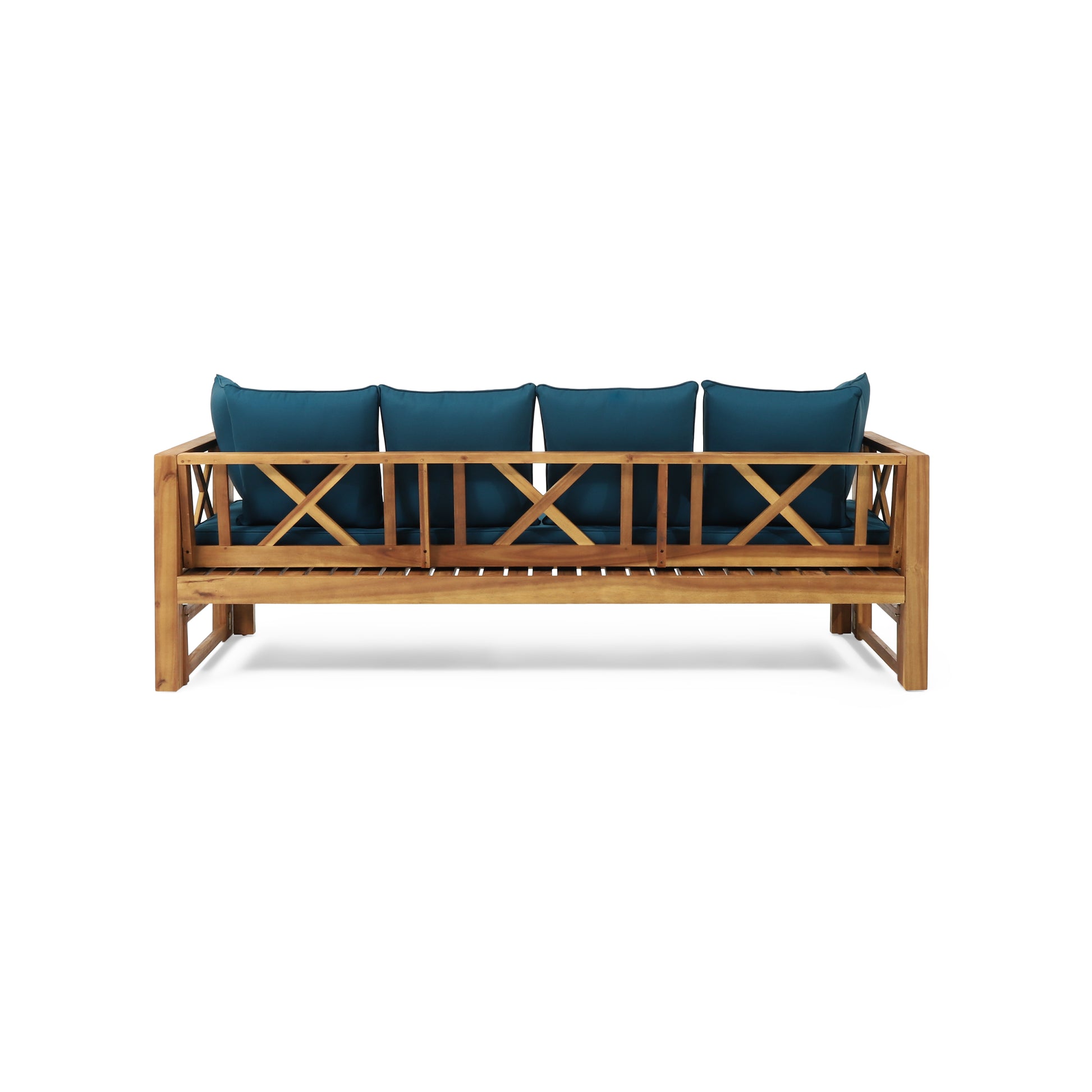 Long Beach Sofa Daybed Teak Pe Rattan Iron Waterproof Fabric