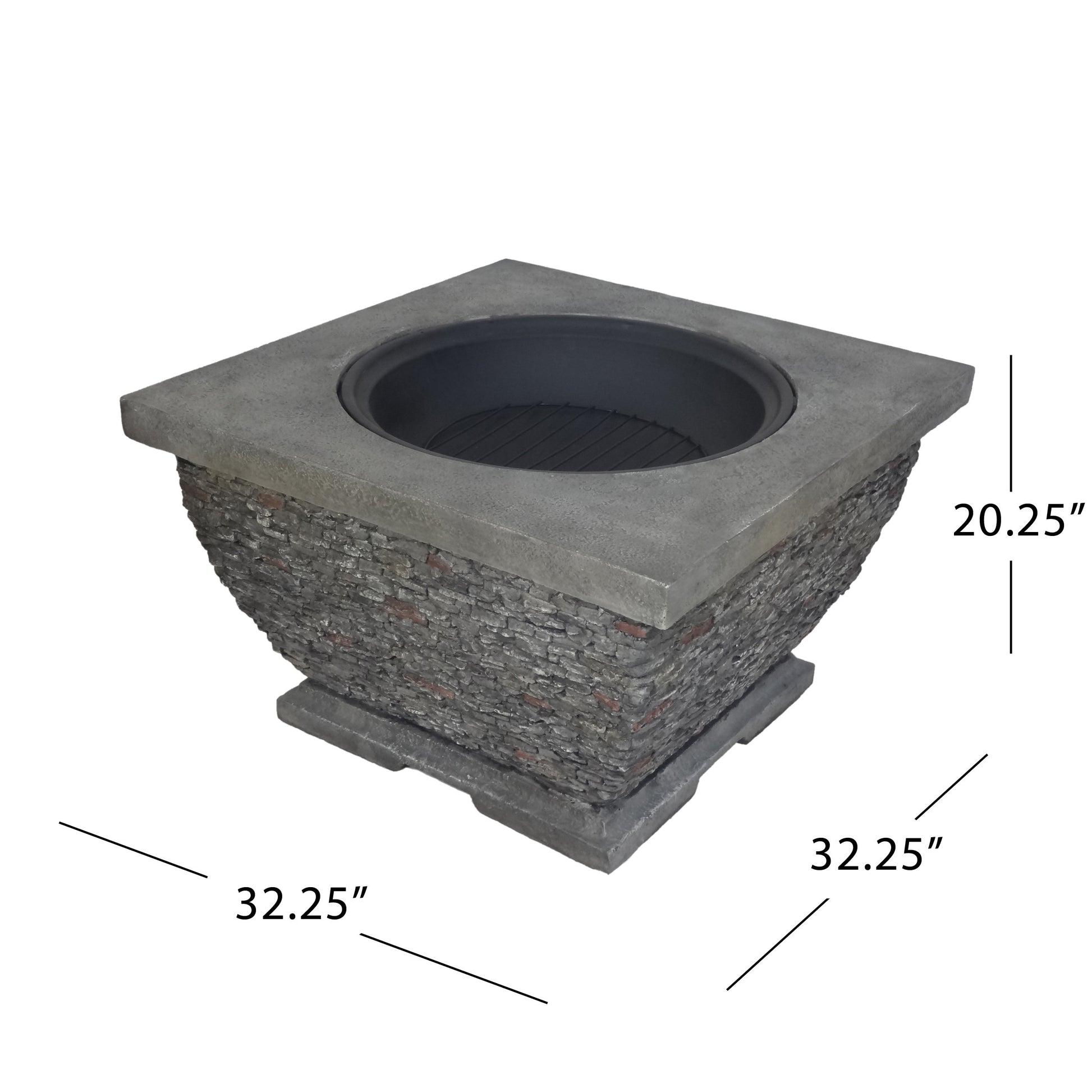 Mgo 32" Wood Burning Fire Pit Grey Magnesium Oxide