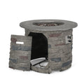 Hoonah 32'' Stone Circular Mgo Fire Pit W Grey Top 40,000 Btu Stone Gray Magnesium Oxide