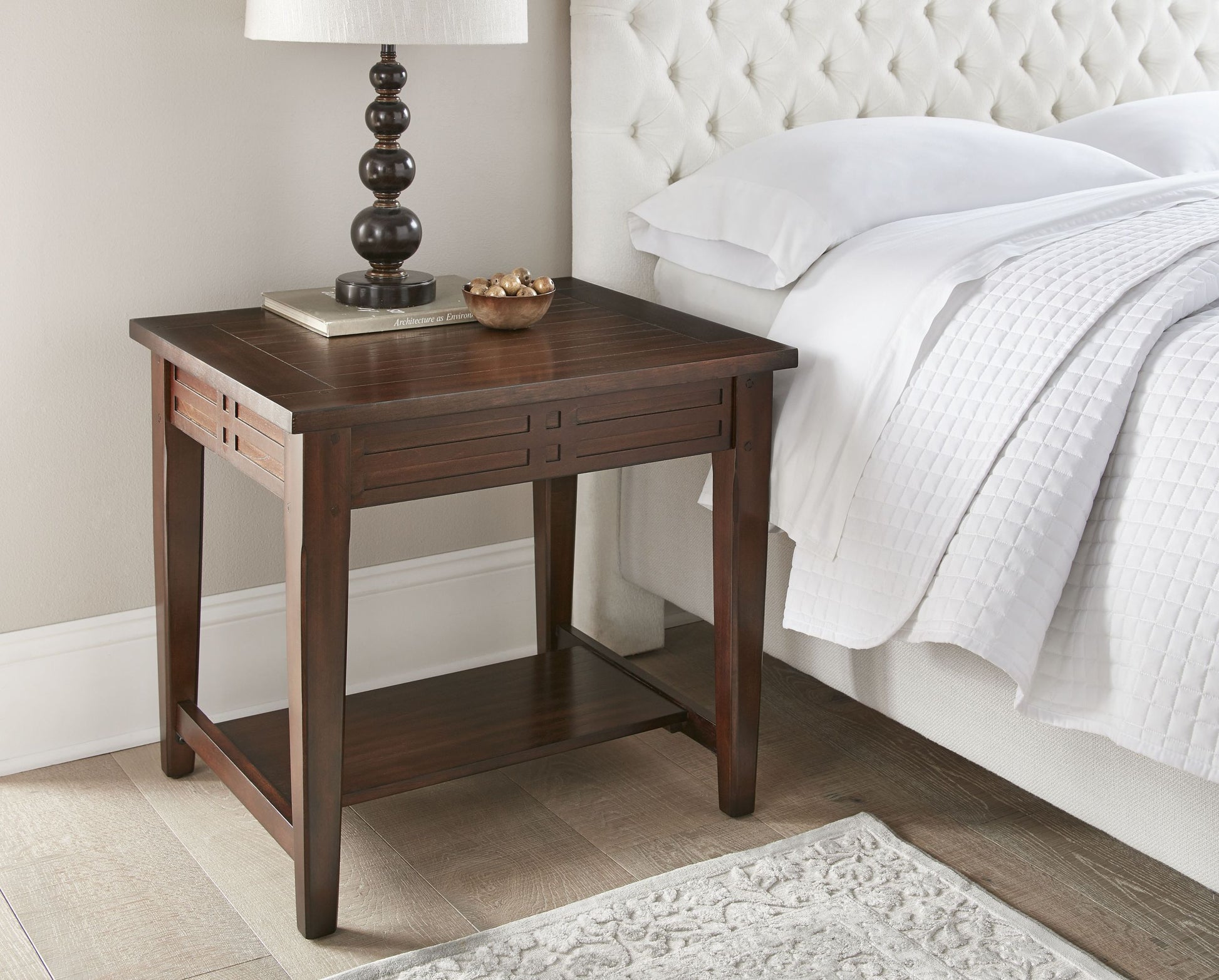 Classic Hardwood End Table Charming Design, Cherry Finish Large Hidden Storage Space Elegant Addition To Living Room Cherry Solid Wood Mdf