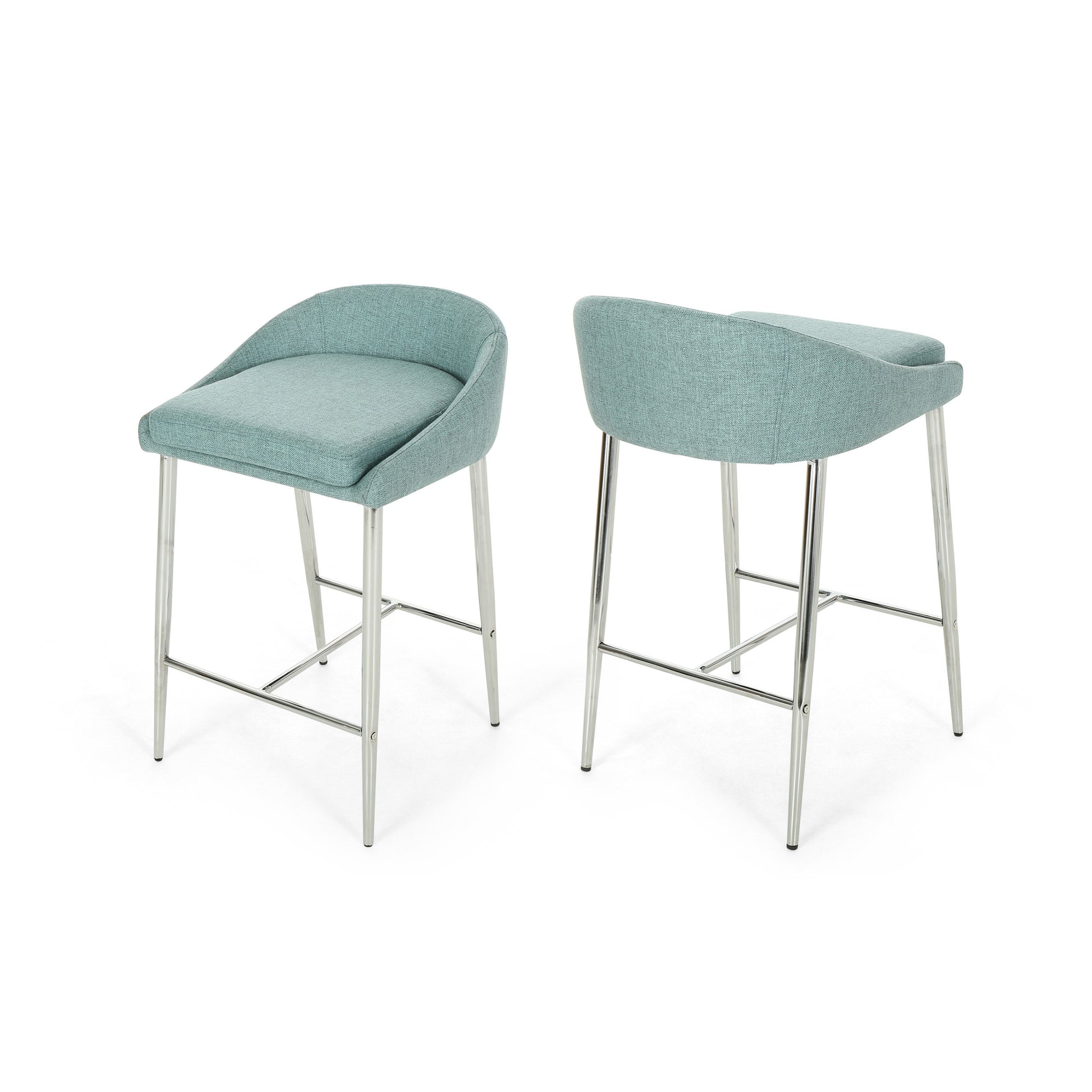 Counter Stool 2Pcs Set Blue Fabric