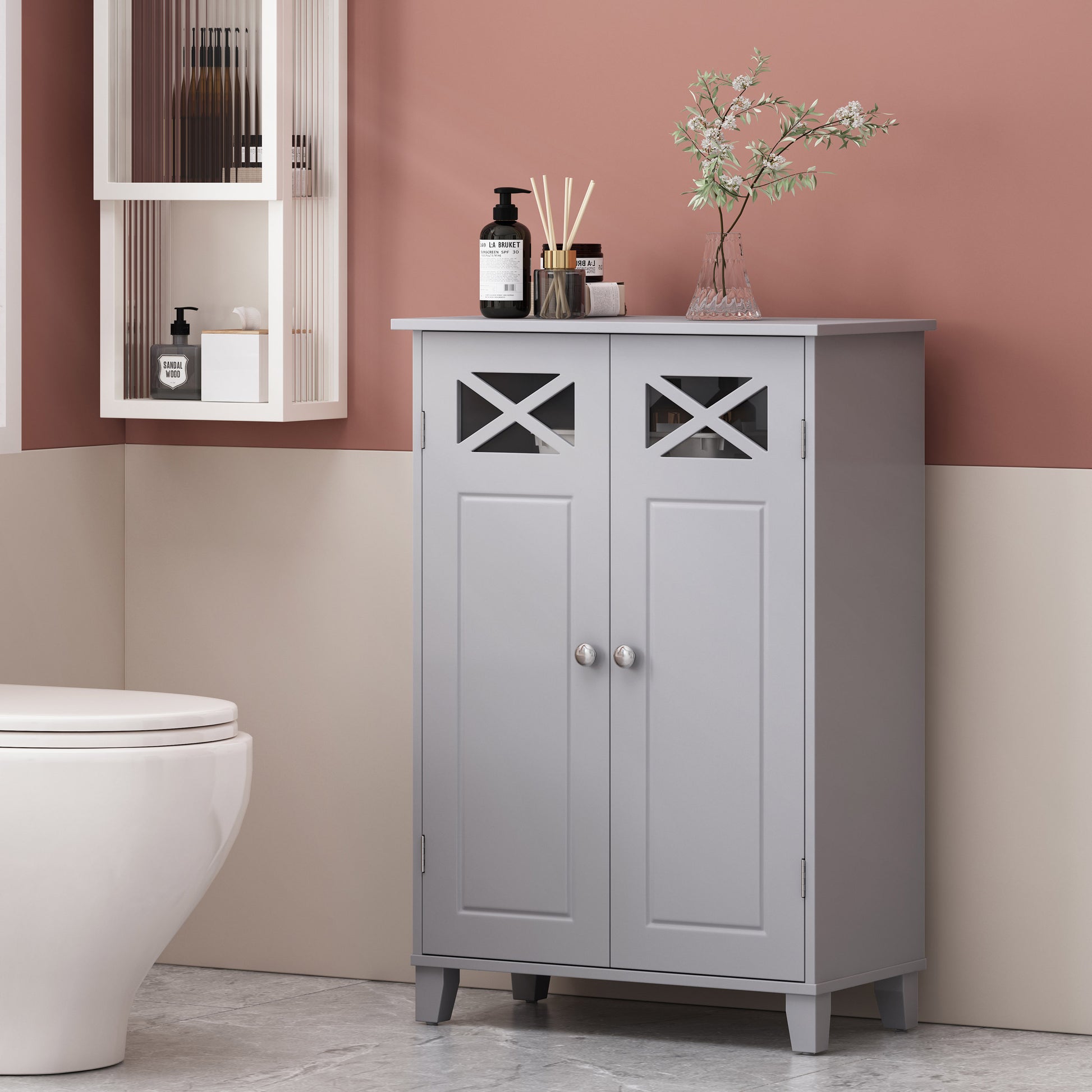 Bathroom Cabinet Gray Mdf