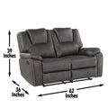 Katrine Charcoal Pu Manual Loveseat Black Black Faux Leather 2 Seat