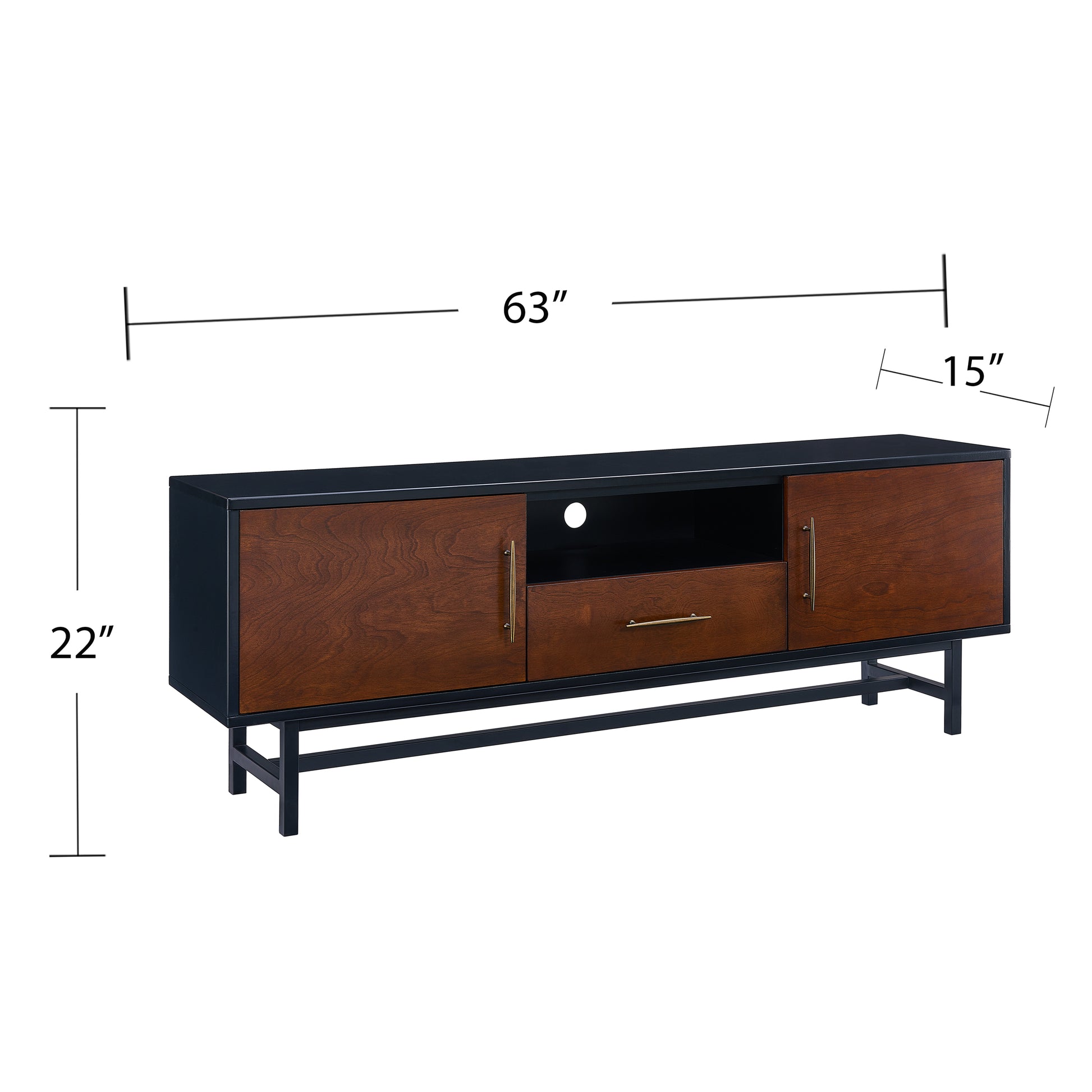 Blynn Midcentury Modern Media Console Black 60 69 Inches Mdf