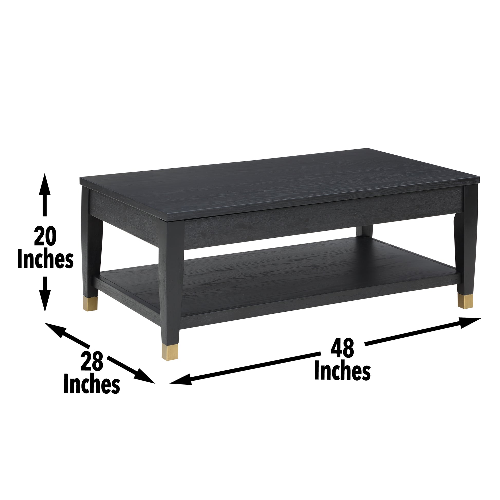 Yves Lift Top Coffee Table Black Black Wood