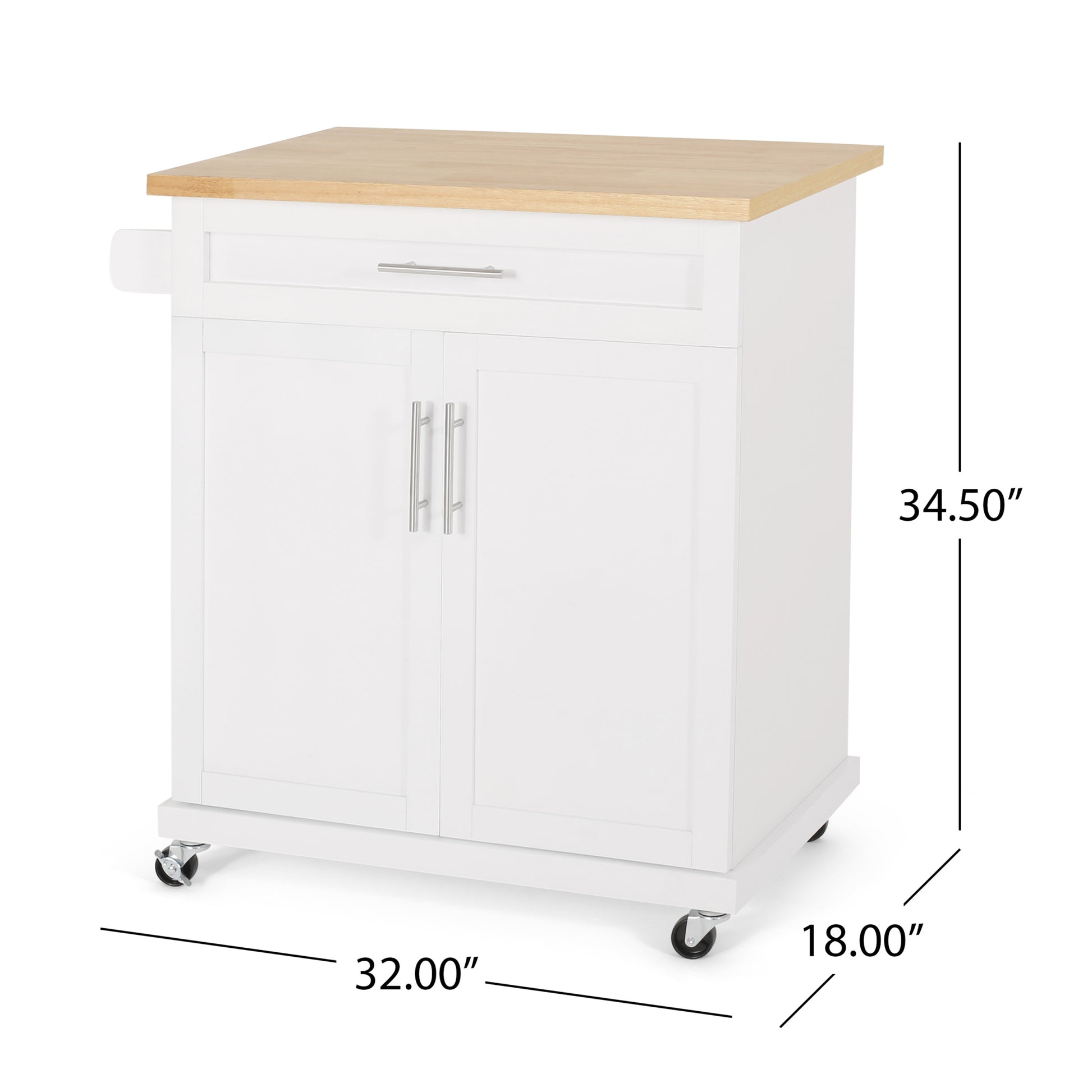 Kitchen Cart White Wood