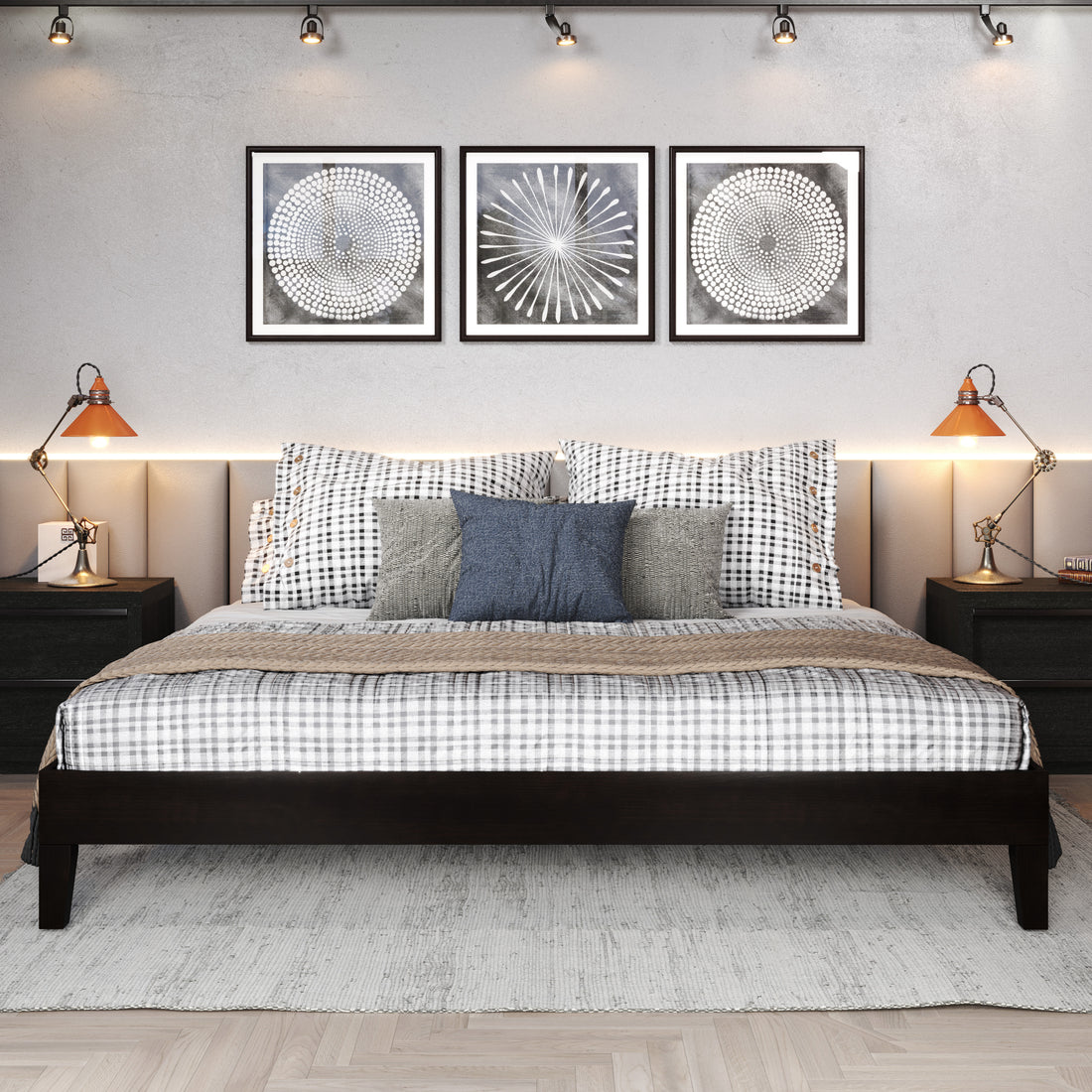 Nix King Platform Bed Black King Black Wood