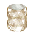 Round Wire Table With Marble Top - Gold Marble