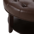 Round Ottoman Dark Brown Pu