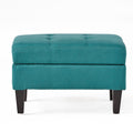 Storage Ottoman Teal Wood Fabric