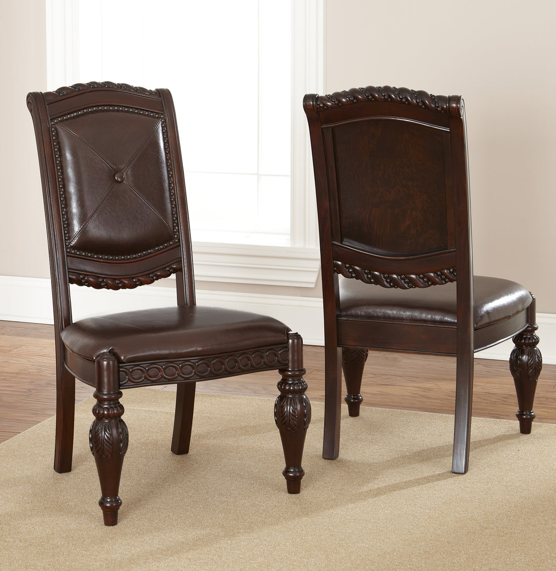 Antoinette Side Chair Set Of 2 Dark Brown Dark Brown Wood