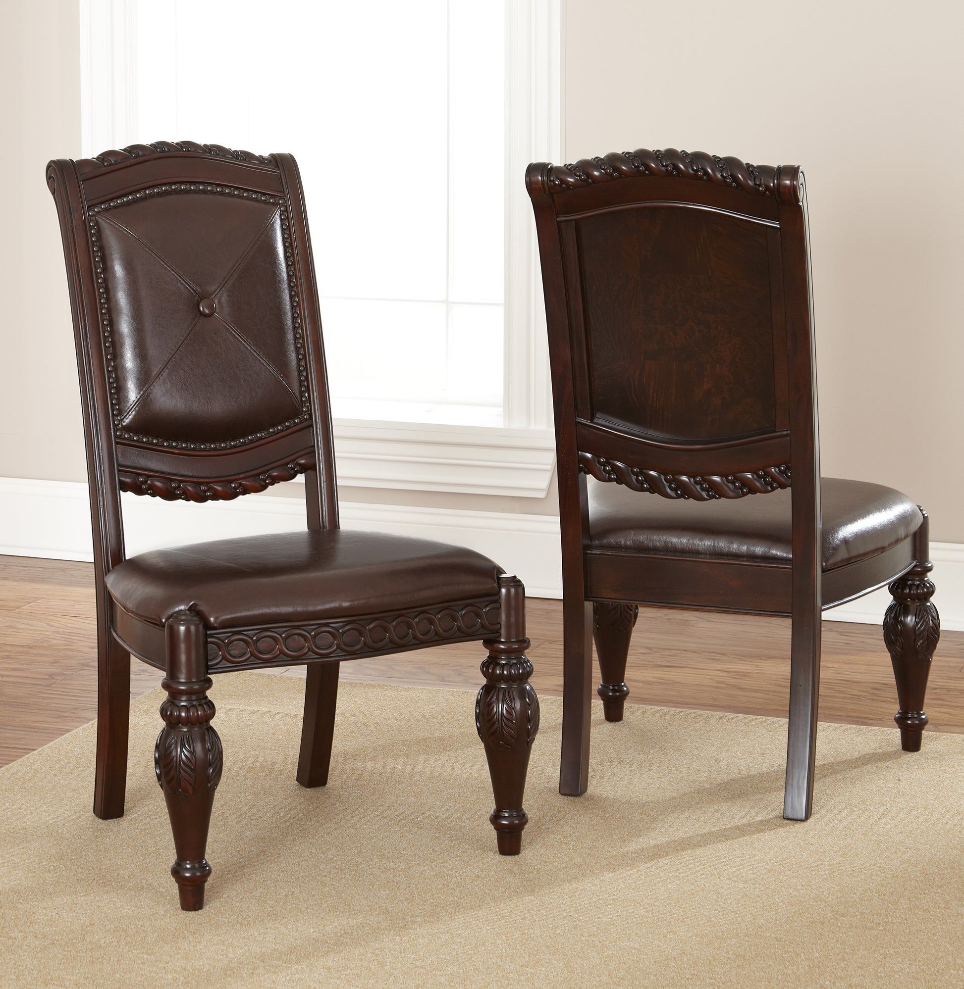 Antoinette Side Chair Set Of 2 Dark Brown Dark Brown Wood