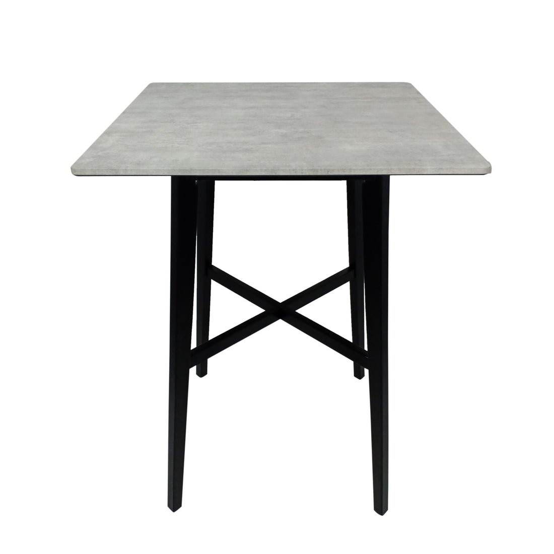 Modern Bar Height 42" Dining Table, Rubberwood Legs And Laminate Table Top, Gray Finish, Black Cement Grey Mdf