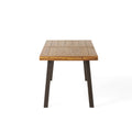 Della Acacia Wood Dining Table, Natural Stained With Rustic Metal, Brown, Grey Natural Acacia Wood