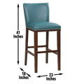 Tiffany Bar Chair Set Of 2 Peacock Light Blue Faux Leather