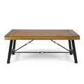 Outdoor Acacia Wood Coffee Table, Teak Finish Rustic Metal Brown And Black, 27.25