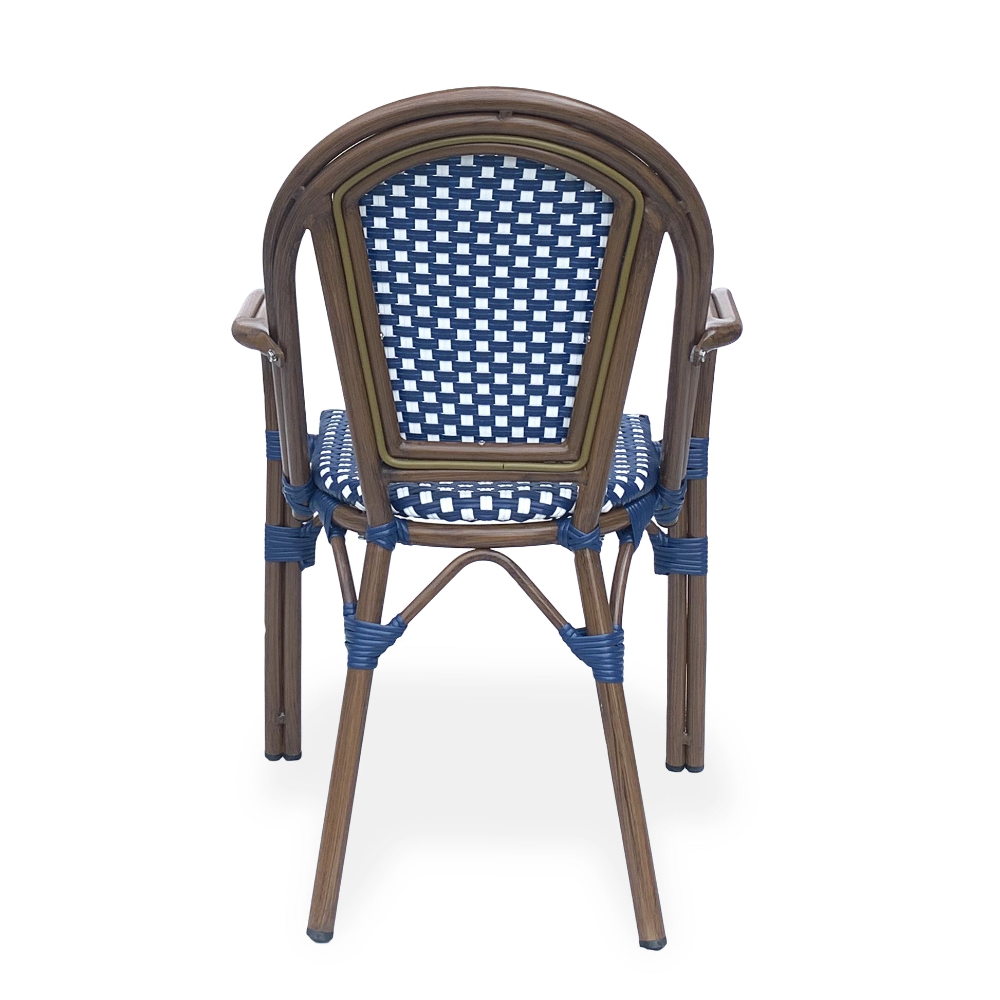 Bistro Chair White Navy Rattan