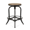 Industrial Firwood Adjustable Height Swivel Barstools Set Of 2 Natural,Pewter Metal & Wood