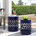 Metal S 2 End Table Navy Blue Iron