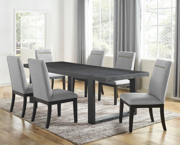 Yves 9 Piece Dining Set Gray Dark Gray Wood