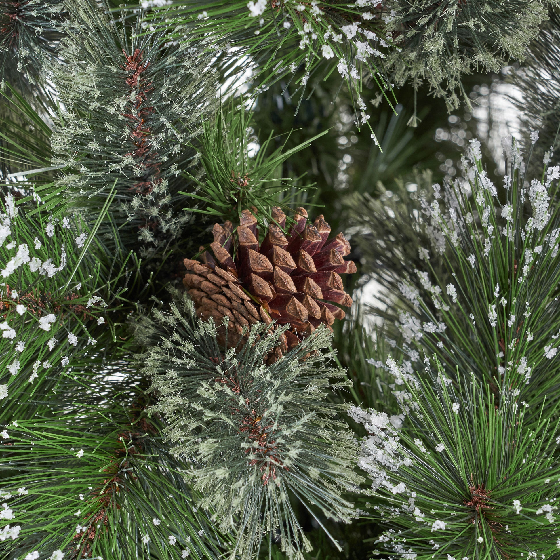 7' Faux Cashmere And Snow Bristle Mixed Tree With 75 Pine Cones And 1233 Tips,Dia.:59 Green Pvc