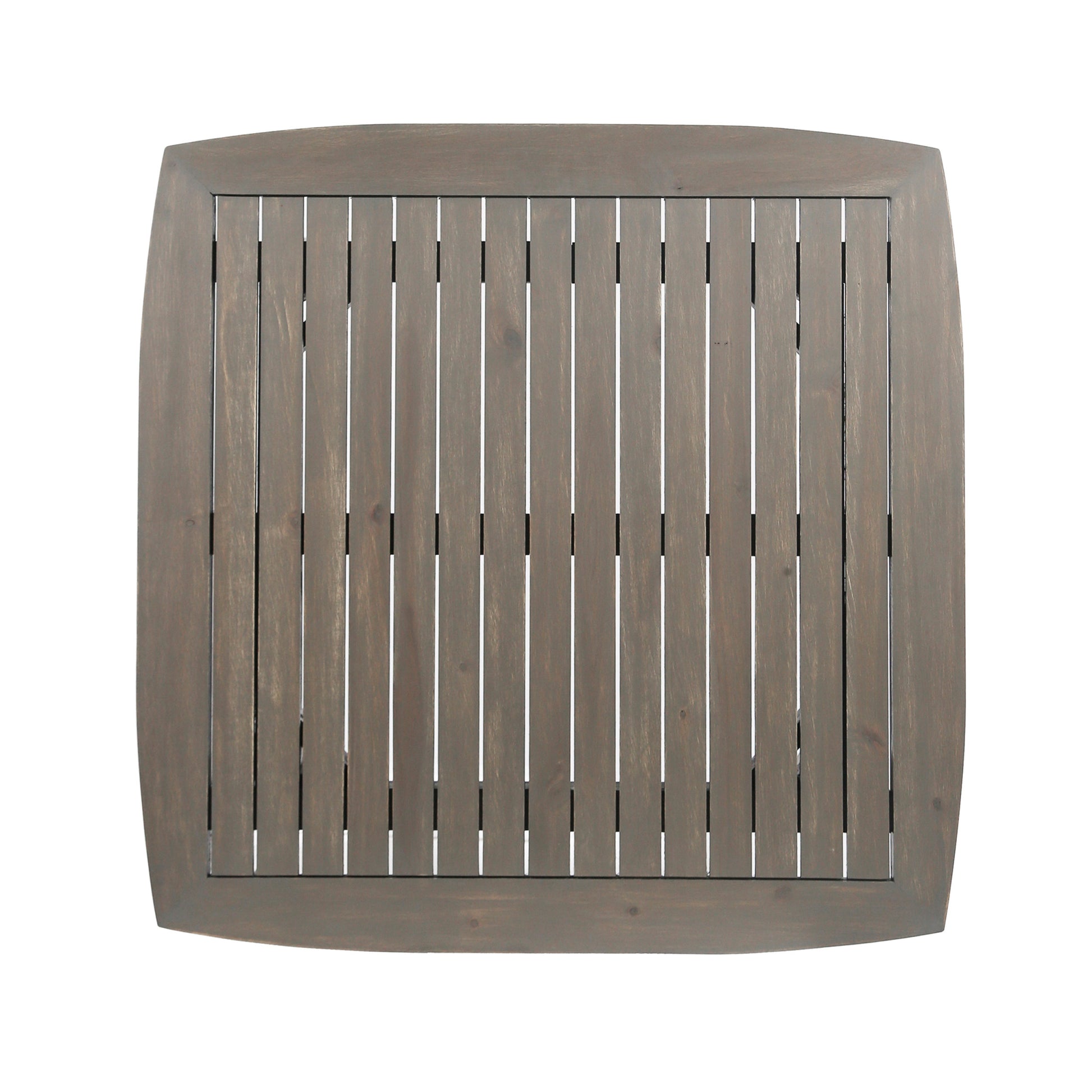 Outdoor Square Acacia Wood Table With Straight Legs, Gray Grey Acacia Wood