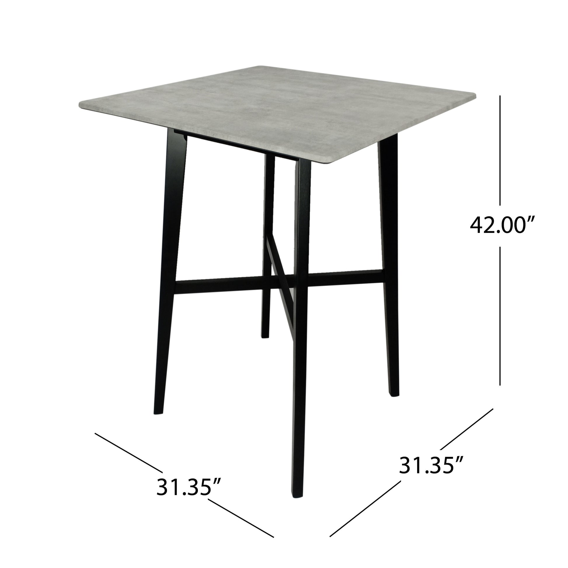 Modern Bar Height 42" Dining Table, Rubberwood Legs cement grey-mdf