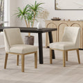 Dining Chair Mp2 Set Of 2 Beige Solid Wood Mdf