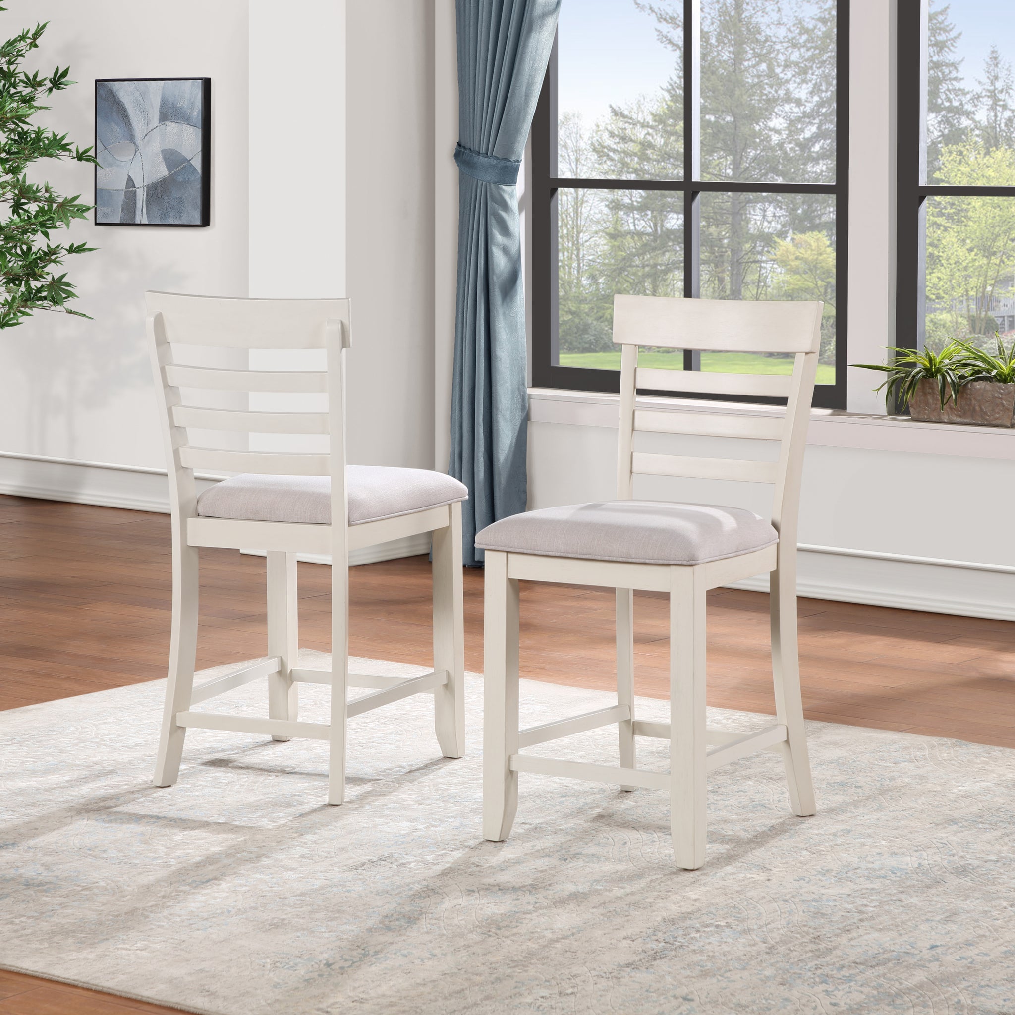 Hyland Counter Chair Set Of 2 Brown White Wood