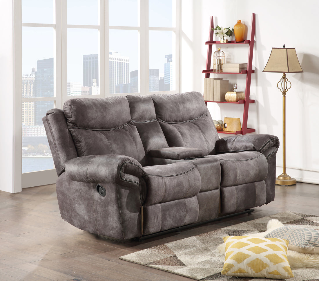 Nashville Glider Recliner Console Loveseat Gray Dark Gray Wood 2 Seat