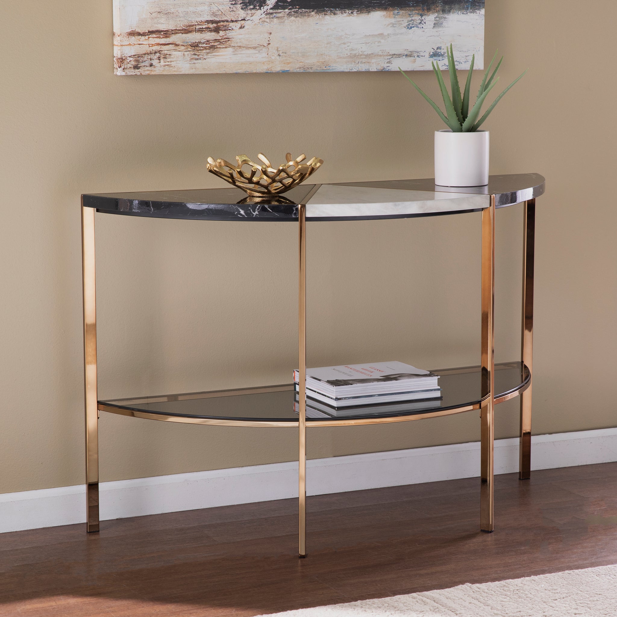 Cortinada Demilune Console Table Black Iron