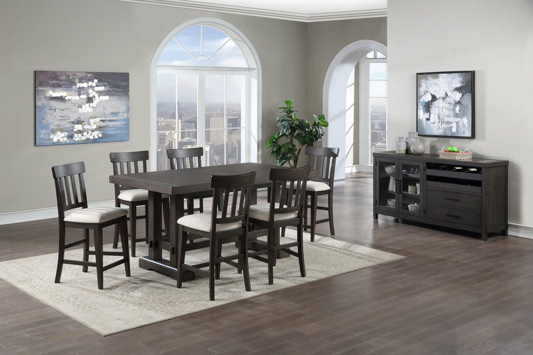 Napa 7 Piece Counter Height Dining Set Dark Brown Dark Brown Wood