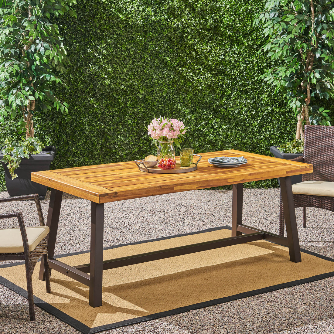 Carlie Outdoor Sandblast Finished Dining Table