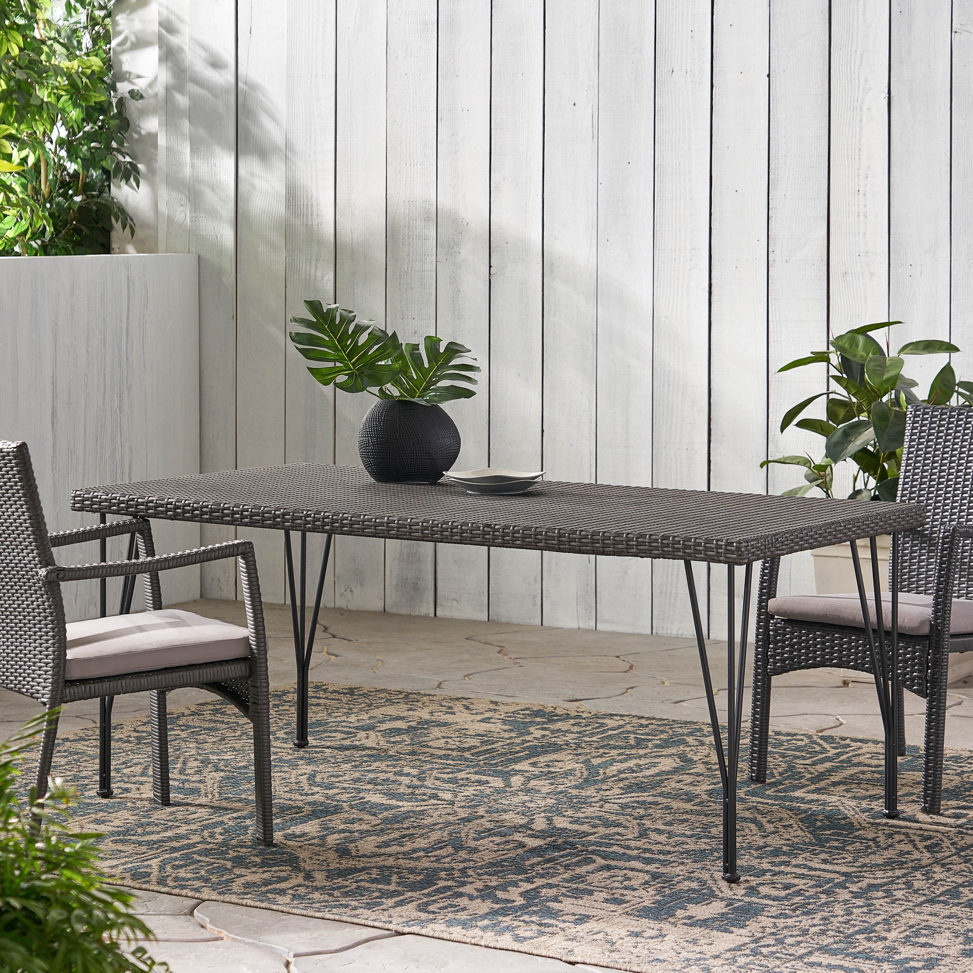 Bedford Rectangular Dining Table Grey Rattan