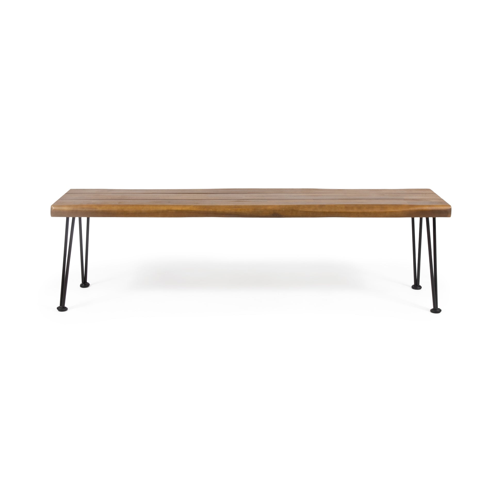 Zion Industrial Wood And Metal Rectangular Bench Teak Wood