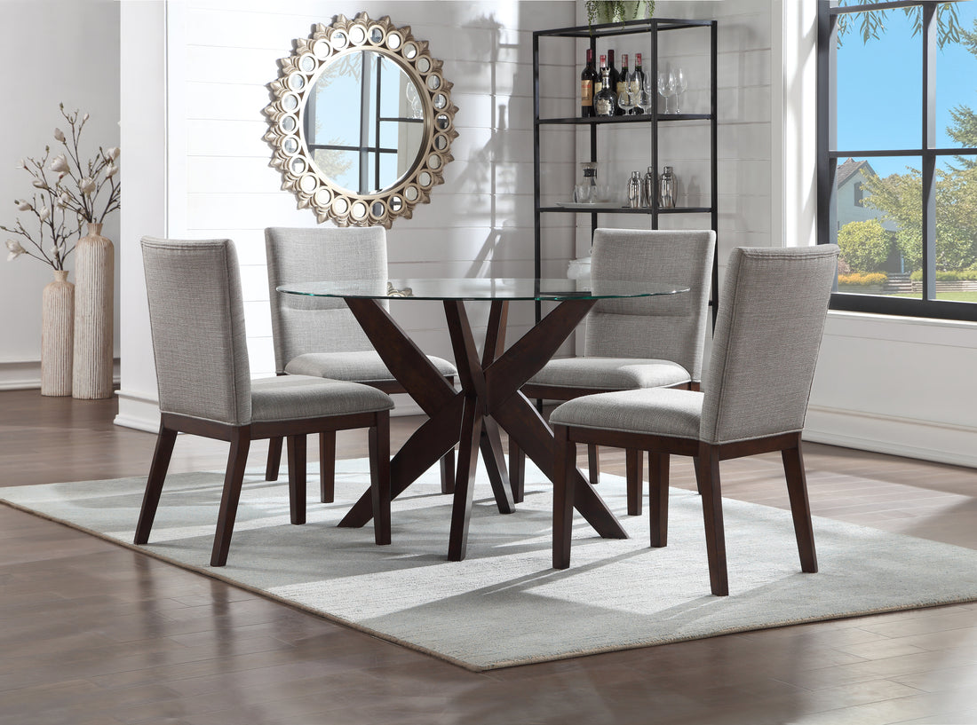 Amalie 5 Piece Dining Set Brown Dark Brown Wood