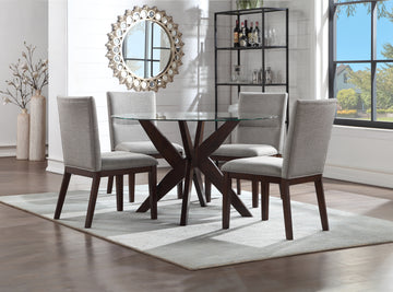 Amalie 5 Piece Dining Set Brown Dark Brown Wood