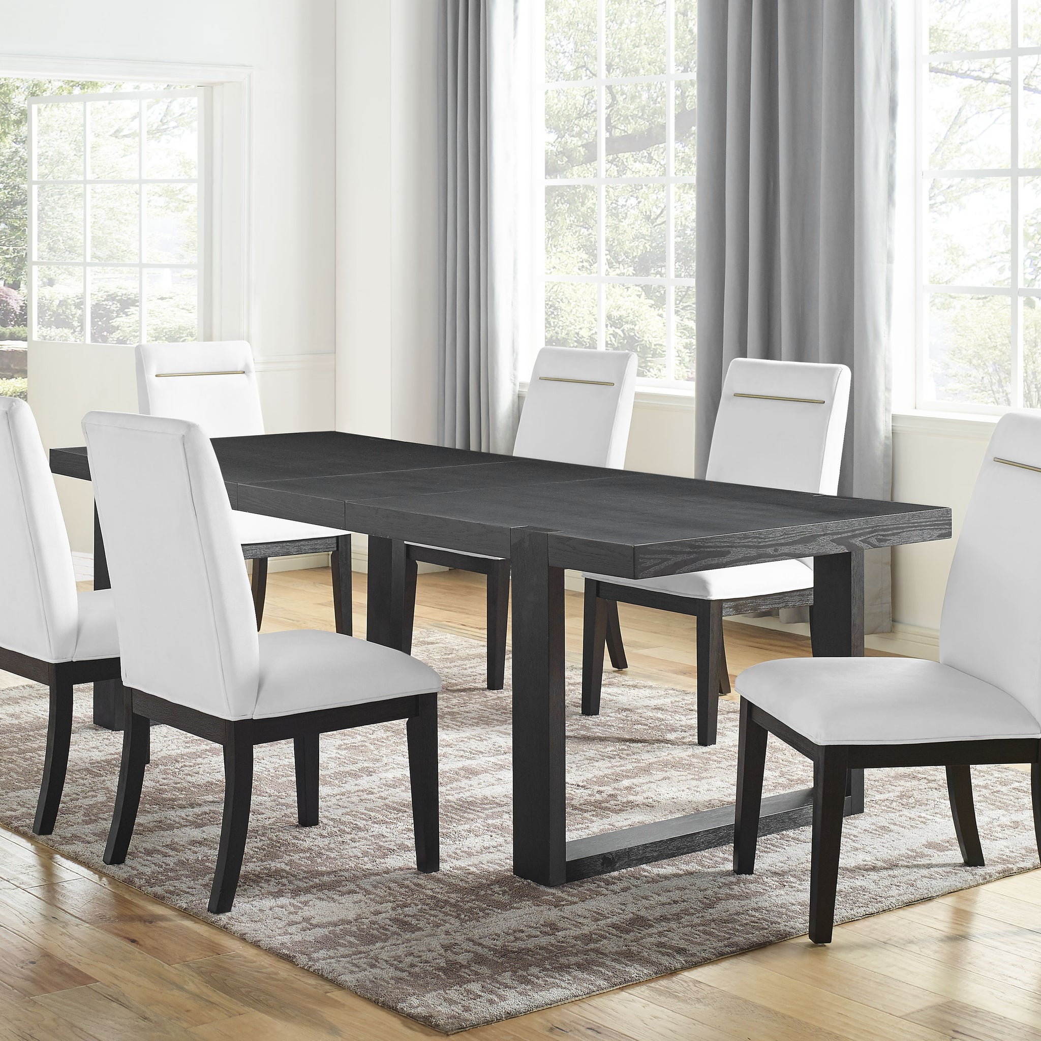 Yves 7 Piece Dining Set White White Wood