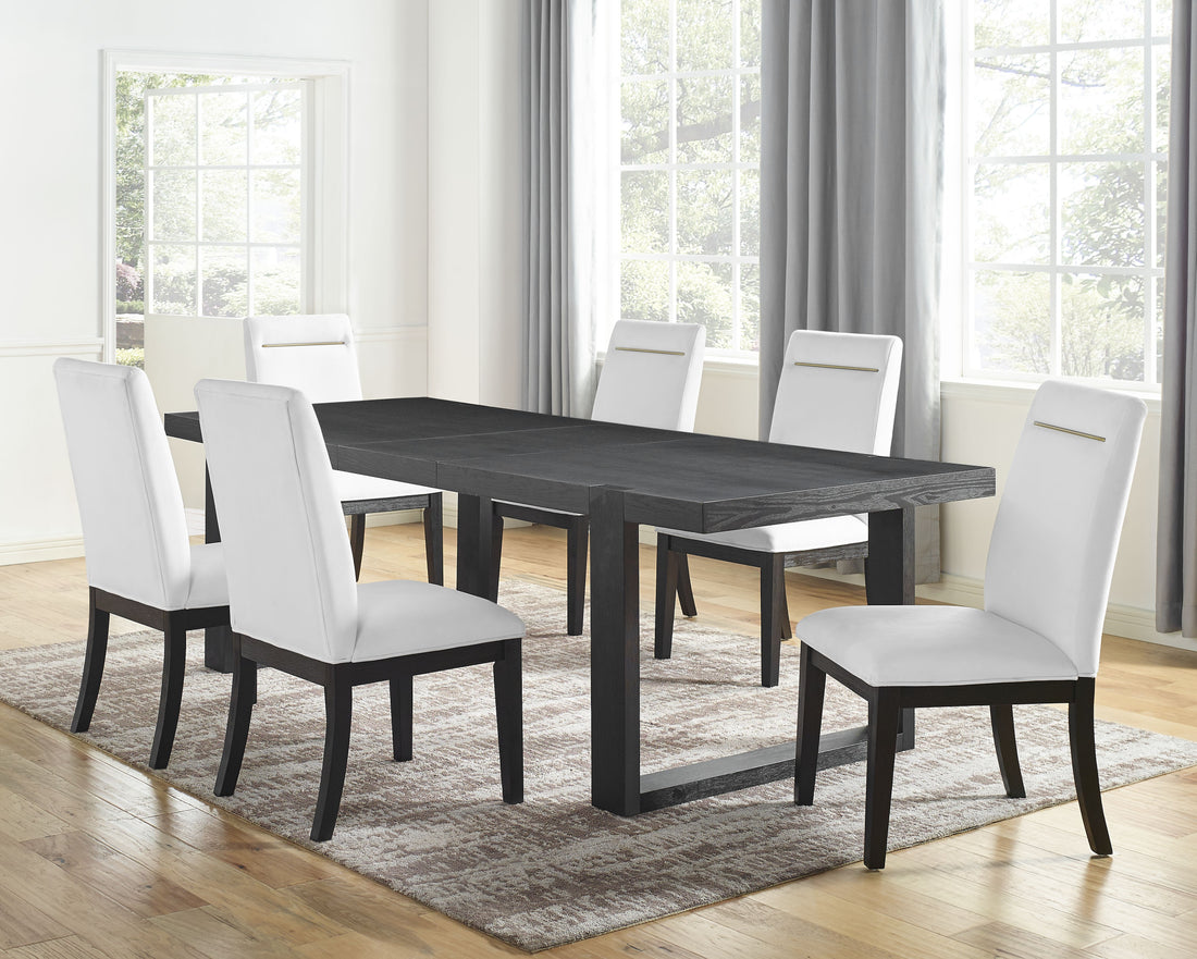 Yves 7 Piece Dining Set White White Wood