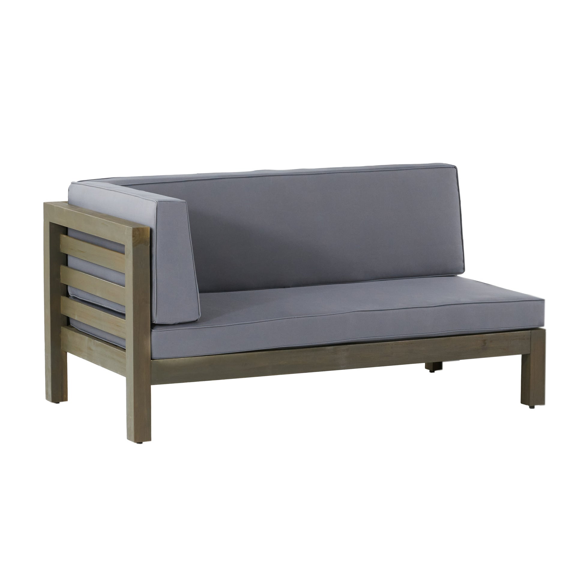Oana Right Corner Bench And Coffee Table, Dark Grey Dark Grey Acacia Wood