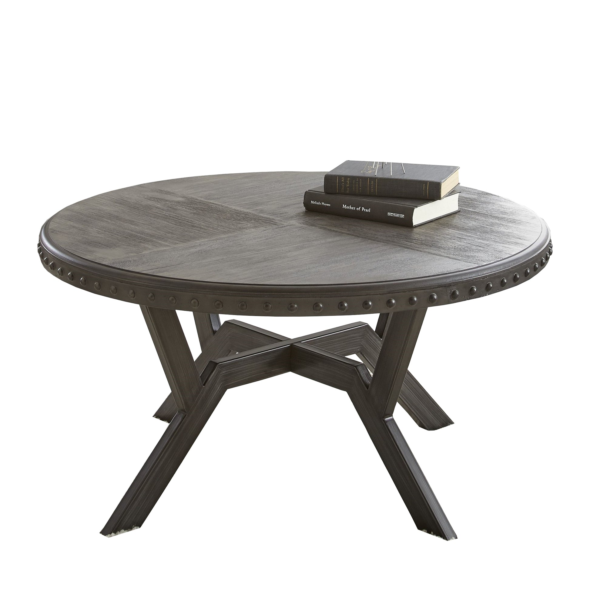 Alamo Round Cocktail Table Gray Gray Wood