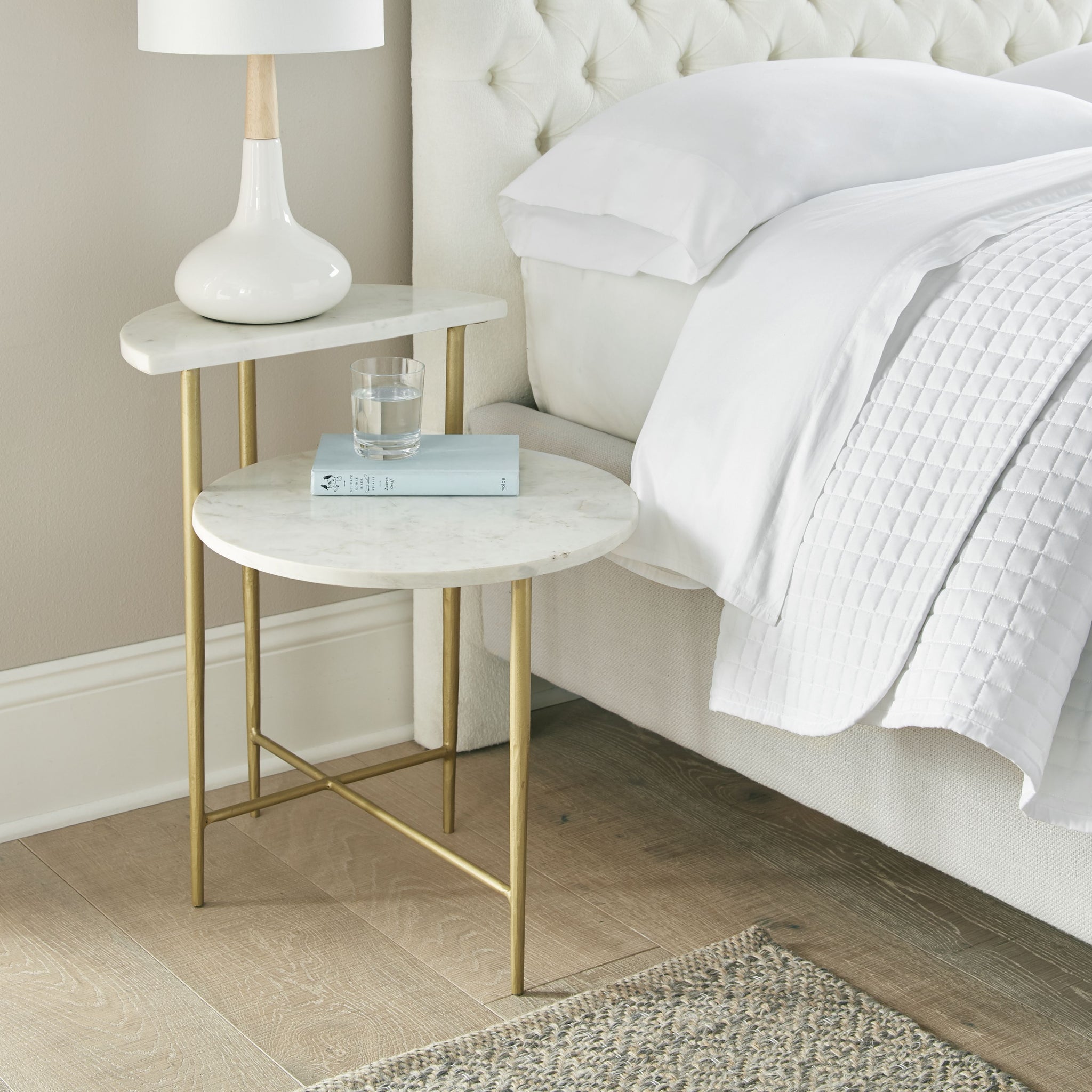 Patna White Marble Top Side End Table White White Marble