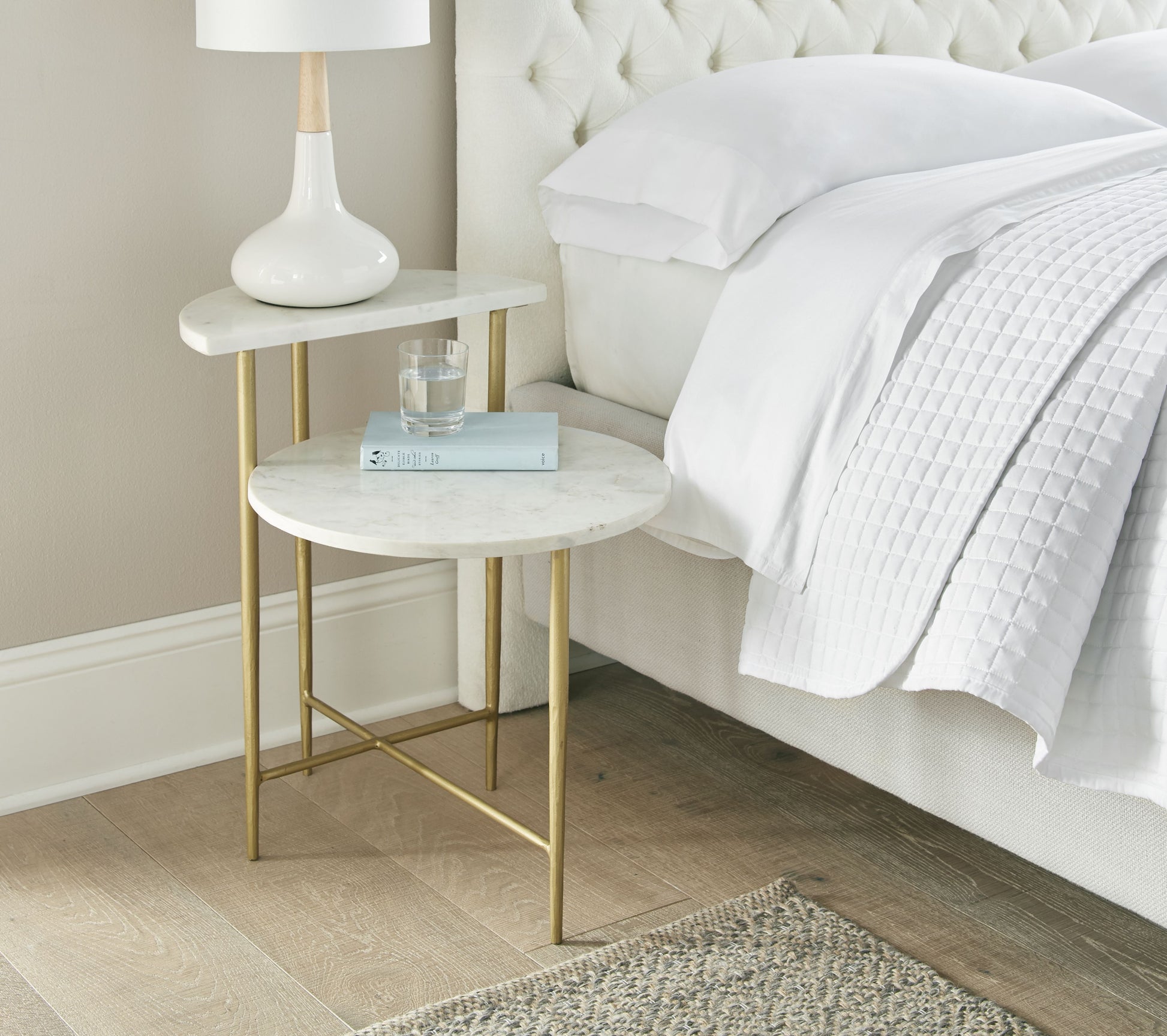 Patna White Marble Top Side End Table White White Marble