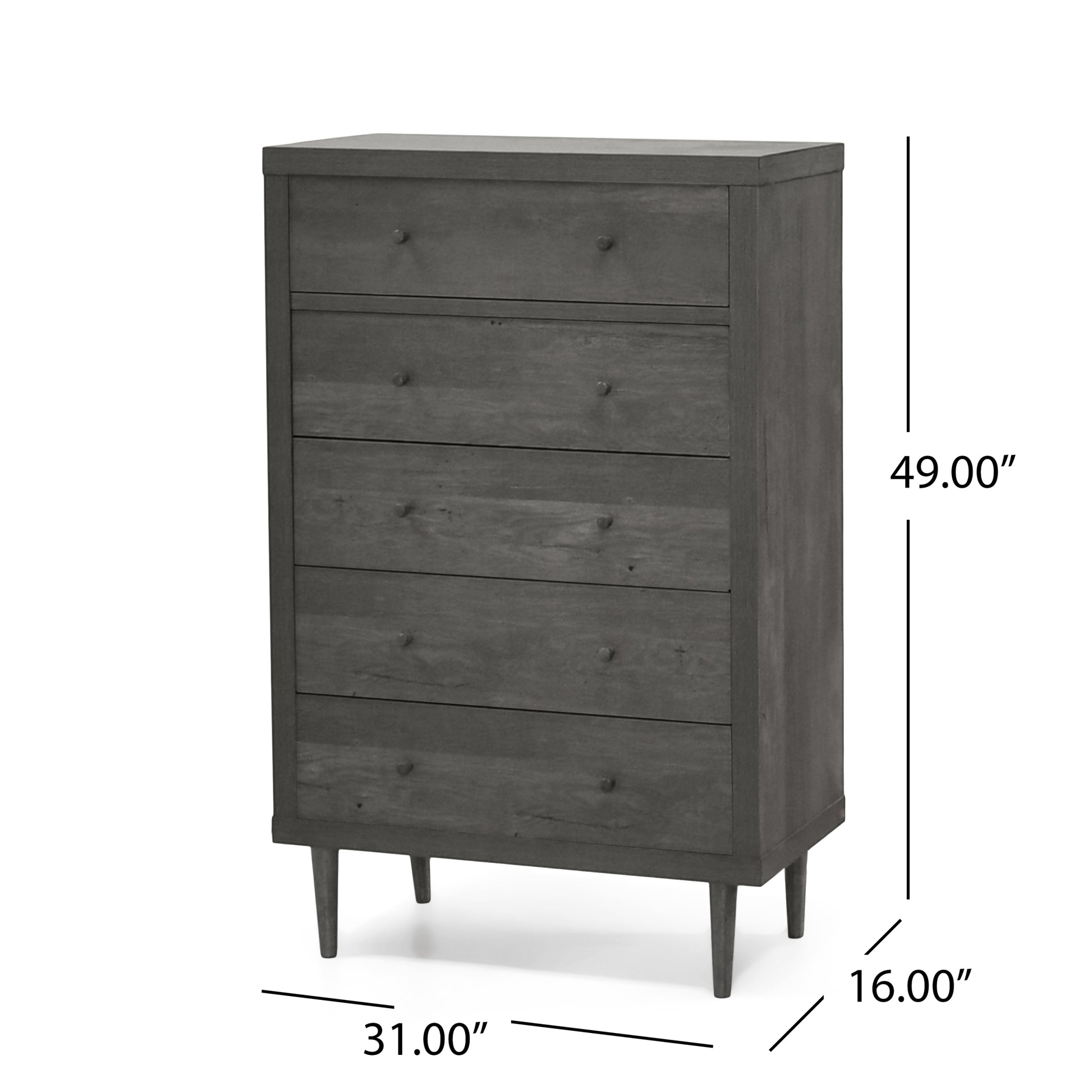 Nordic 5 Drawer Chest Grey Mdf