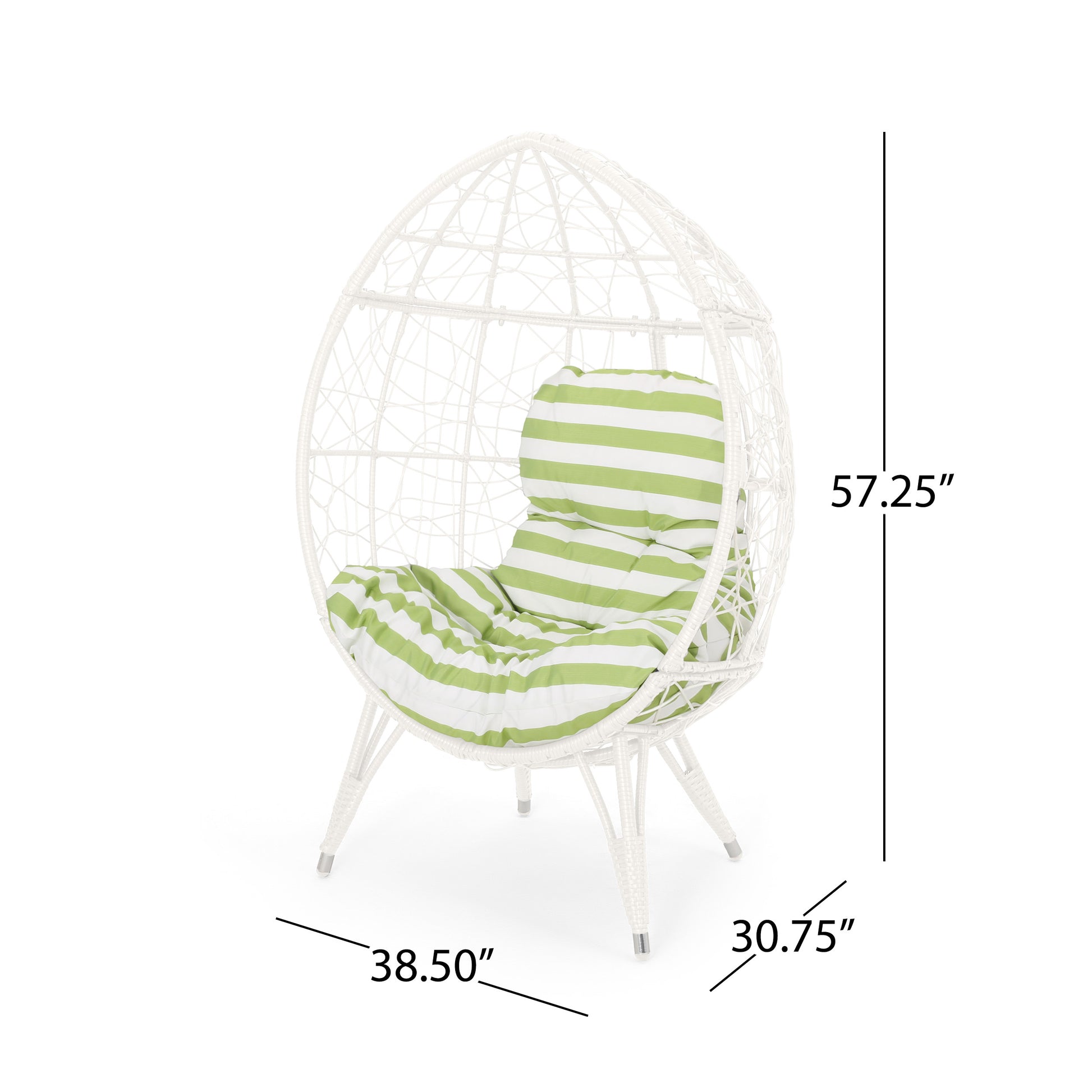 Gianni Teardrop Chair White Green Pe Rattan Iron Waterproof Fabric