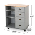 Provence Kitchen Cart With 2 Drawers 1 Door Grey Wood