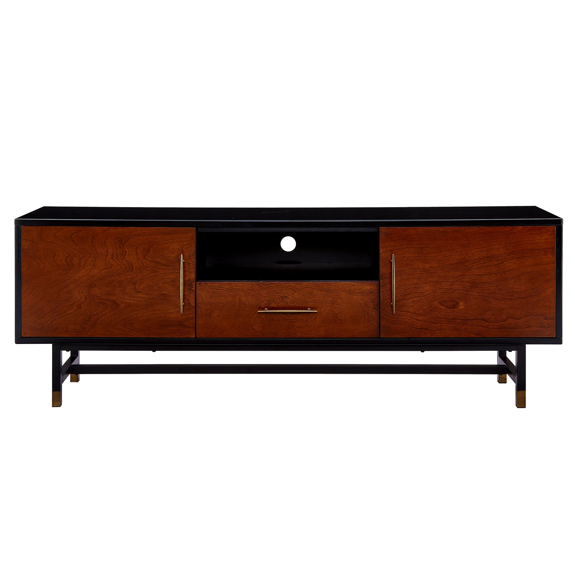 Blynn Midcentury Modern Media Console Black 60 69 Inches Mdf